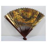2 Large Hand Painted Oriental Bamboo Fans