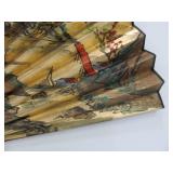 2 Large Hand Painted Oriental Bamboo Fans