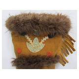 Pair of Antique Fur Lined Native American Beaded Mitts