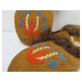 Pair of Antique Fur Lined Native American Beaded Mitts