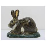 Vintage Painted Cast Iron Rabbit Door Stop