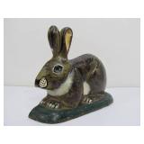 Vintage Painted Cast Iron Rabbit Door Stop