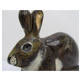 Vintage Painted Cast Iron Rabbit Door Stop