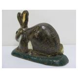 Vintage Painted Cast Iron Rabbit Door Stop