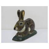 Vintage Painted Cast Iron Rabbit Door Stop