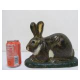 Vintage Painted Cast Iron Rabbit Door Stop