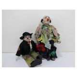 2 Large Vintage Bisque Clown Dolls