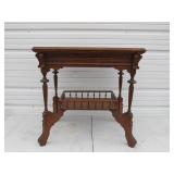 Antique 2 Tiered Quartersawn Oak Side Table