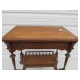 Antique 2 Tiered Quartersawn Oak Side Table