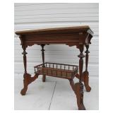 Antique 2 Tiered Quartersawn Oak Side Table