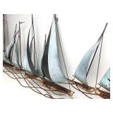 LARGE Signed Mid Century JERE Brass/Metal Sailboat 3D Wall Sculpture - "Regatta"