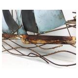 LARGE Signed Mid Century JERE Brass/Metal Sailboat 3D Wall Sculpture - "Regatta"