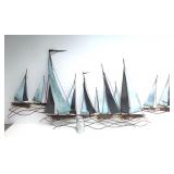 LARGE Signed Mid Century JERE Brass/Metal Sailboat 3D Wall Sculpture - "Regatta"