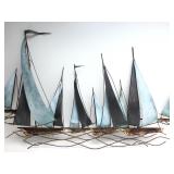 LARGE Signed Mid Century JERE Brass/Metal Sailboat 3D Wall Sculpture - "Regatta"