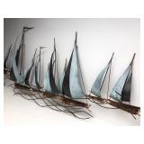 LARGE Signed Mid Century JERE Brass/Metal Sailboat 3D Wall Sculpture - "Regatta"