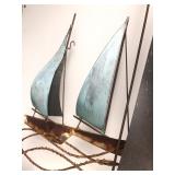 LARGE Signed Mid Century JERE Brass/Metal Sailboat 3D Wall Sculpture - "Regatta"