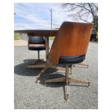 Vintage Mid Century BRODY Dining Table w/4 Matching Swivel Barrel Chairs