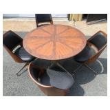 Vintage Mid Century BRODY Dining Table w/4 Matching Swivel Barrel Chairs