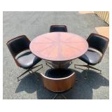 Vintage Mid Century BRODY Dining Table w/4 Matching Swivel Barrel Chairs