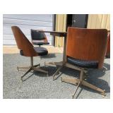 Vintage Mid Century BRODY Dining Table w/4 Matching Swivel Barrel Chairs