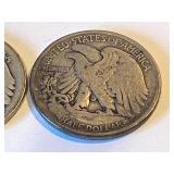 Two 1917 Walking Liberty Half Dollars