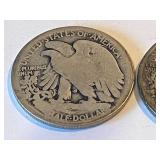 Two 1917 Walking Liberty Half Dollars