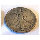 Two 1917 Walking Liberty Half Dollars