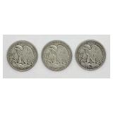 1939, 1940 and 1941 Walking Liberty Half Dollar Coins