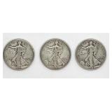 1939, 1940 and 1941 Walking Liberty Half Dollar Coins