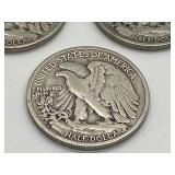 Three 1942 Walking  Liberty Half Dollars