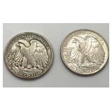 Three 1943 Walking Liberty Half Dollars