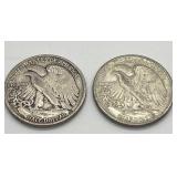 Three 1942 Walking Liberty Half Dollars