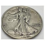 Three 1942 Walking Liberty Half Dollars