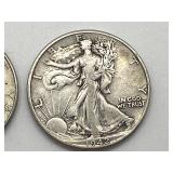Three 1942 Walking Liberty Half Dollars