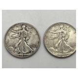 Three 1942 Walking Liberty Half Dollars