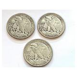 1943, 1944 and 1945 Walking Liberty Half Dollar Coins