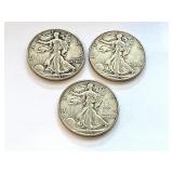 1943, 1944 and 1945 Walking Liberty Half Dollar Coins
