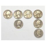 Seven Silver Quarters; 1938, 1939, 1940 & 1941