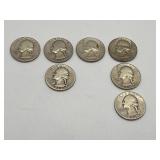 Seven Silver Quarters; 1938, 1939, 1940 & 1941