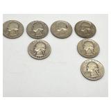 Seven Silver Quarters; 1938, 1939, 1940 & 1941