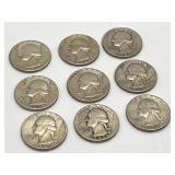9 Quarter Silver Coins