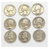 9 Quarter Silver Coins