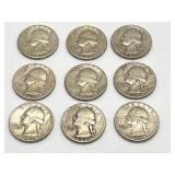 9 Quarter Silver Coins