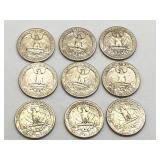 9 Quarter Silver Coins