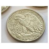 1943, 1944 and 1947 Walking Liberty Half Dollar Coins