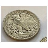 1943, 1944 and 1947 Walking Liberty Half Dollar Coins