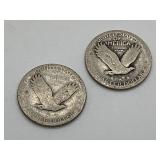 Two Standing Liberty Quarters