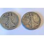 Two 1917 Walking Liberty Half Dollars