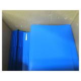 box of blue plastic folders ...