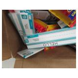 box of glue sticks, name tags, clas...